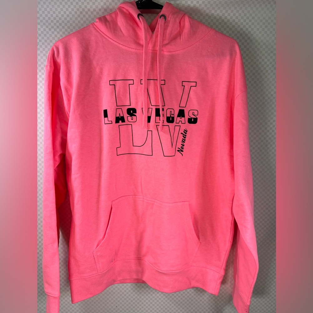 Indah “LAS VEGAS” Nevada M Pink Sweatshirt Hoodie‎ Activewear Pocket